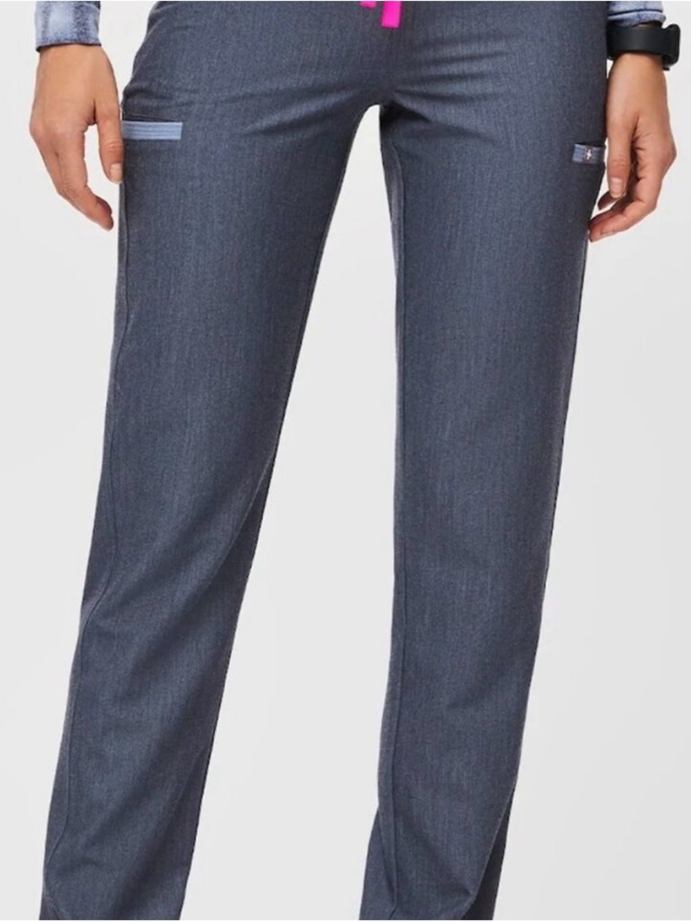 Figs Evans Scrub Pants Chambray Blue Large Petite